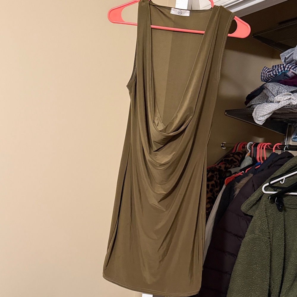 Missguided Olive Green Draped Cowl Neck Mini Dress